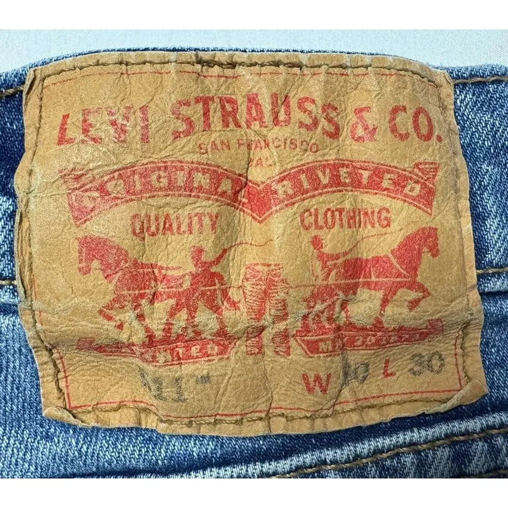 Levis 511 Men's Slim Fit Straight Leg Light Wash Blue Denim Jeans - Size 30x29 - Picture 4 of 7